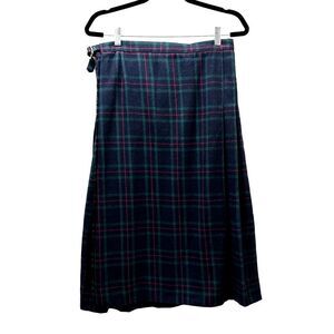 The Vermont Country Store Plaid Pleated Tartan Wrap Midi Skirt Kilt Womens 10